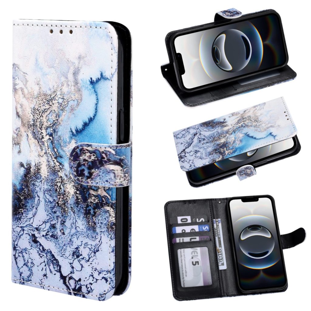 iPhone 18 Pro Max/17 Pro Max- Bookcase Print - Marmer Blauw