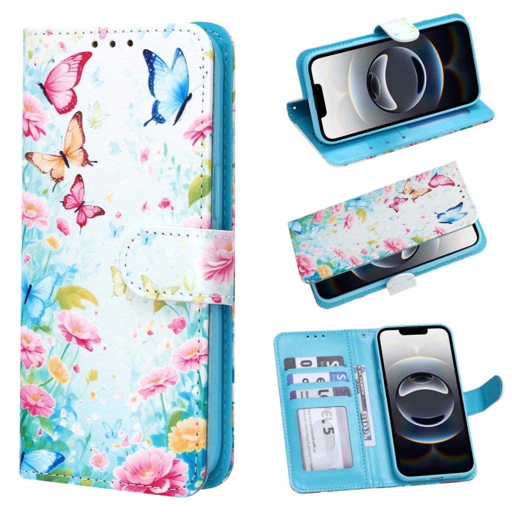 iPhone 18 Pro Max/17 Pro Max- Bookcase Print - Multi Bloemen en Vlinders
