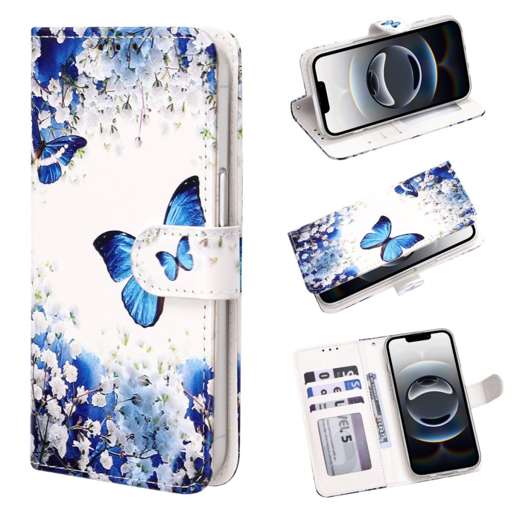 iPhone 18 Pro Max/17 Pro Max- Bookcase Print - Vlinder Blauw