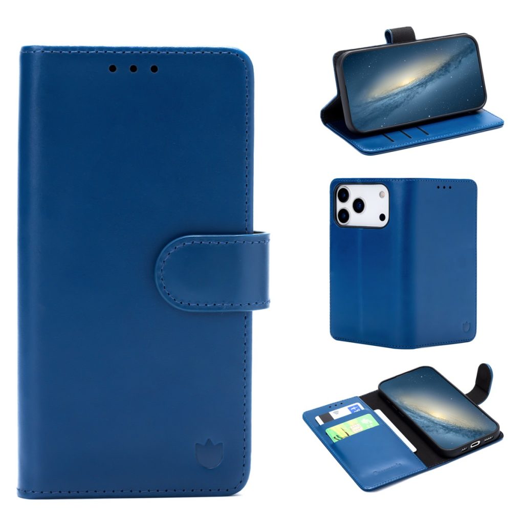 iPhone 18 Pro Max/17 Pro Max - CaseMania® Genuine Leather Bookcase - Blauw