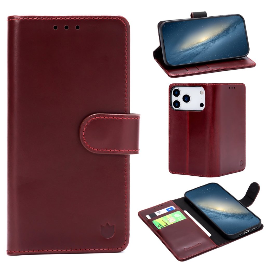 iPhone 18 Pro Max/17 Pro Max - CaseMania® Genuine Leather Bookcase - Rood